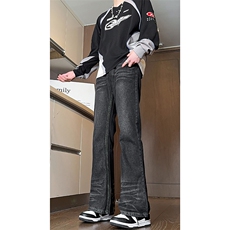 美式ins高街cleanfit重工艺水洗暗黑微喇牛仔裤货号K2401P60，男装牛仔裤，电商A063