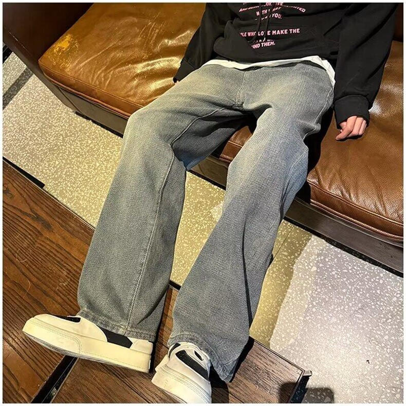DA209-P55春季新品水洗怀旧蓝星空纹牛仔裤男宽松显瘦直筒拖地裤,男装牛仔裤,星座603-2