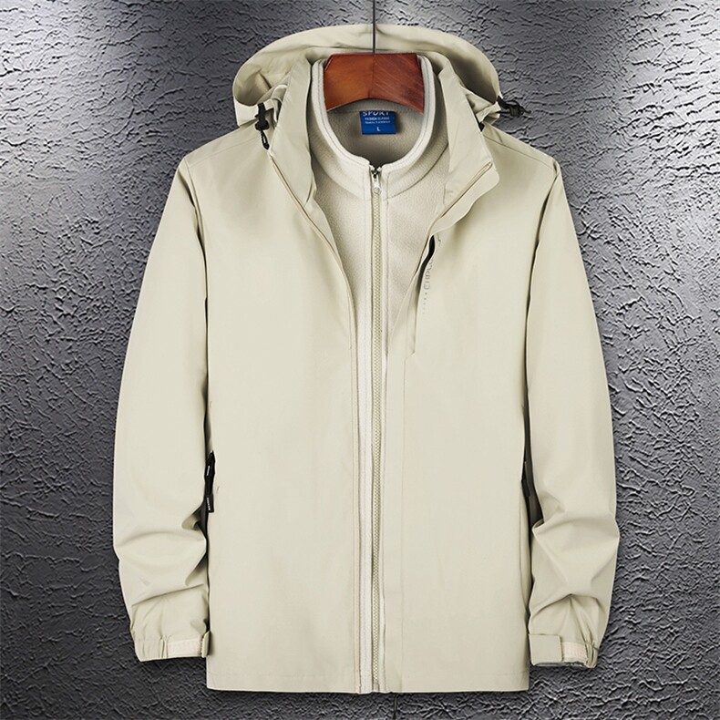 时尚百搭通勤简约休闲三合一冲锋衣，男装休闲套装，宏恒