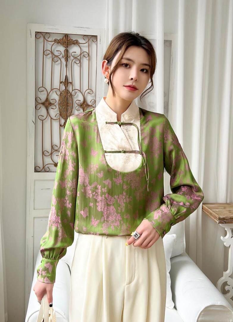 醋酸衬衫，流行的朝风，，女装衬衫，恋语随风(7F)