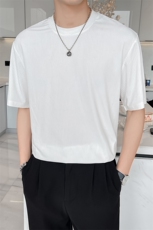 白色2022精神小伙修身男士潮流短袖T恤社会tT088-P38控58，男装T恤，电商A108