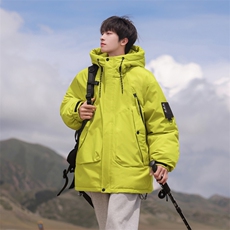 冬季男女登山服白鸭绒连帽纯色工装羽绒服外套A406Y93987P238，男装羽绒服，星座309（原A406）