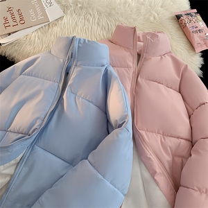 1506/MY100/P50立领极简风男女情侣韩版百搭纯色面包棉服棉衣3图片