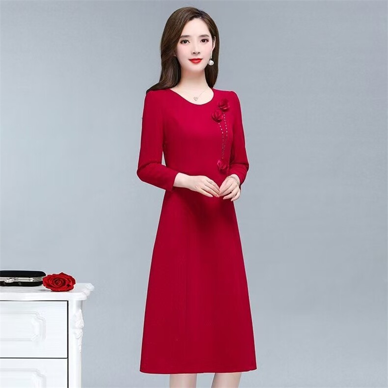 2025新款精品婚礼连衣裙庆结婚喜庆喜婆婆高端气质款A字裙子,女装大码女装,娇莉