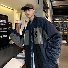 春秋新款男休闲夹克棉衣潮流棒球领外套男装JK08852-P58加棉P75，男装棉衣，星座308B-1