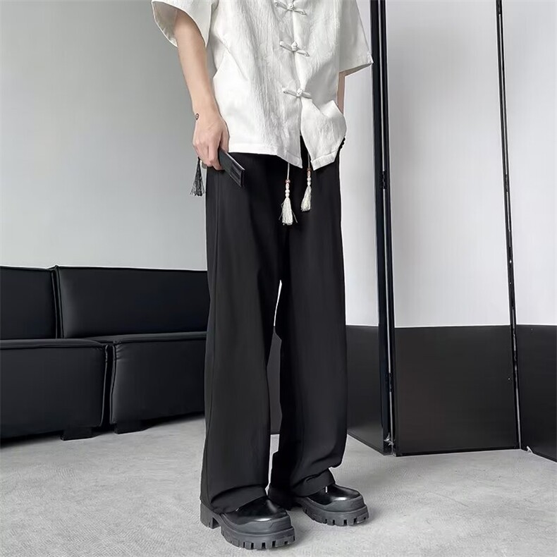 男新款青少年时尚弹力皱布冰丝长裤休闲裤KK86P35,男装休闲裤,星座1116-2