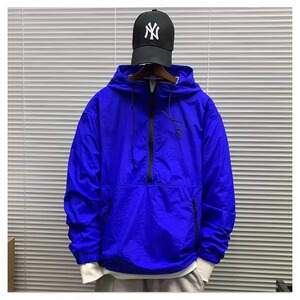 春夏新款连帽套头半拉链防晒服简约工装夹克男薄款宽松街头外套潮图片