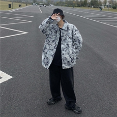 高级设计感小众垫肩翻领夹克男休闲宽松痞帅高街短款外套，男装夹克，星座716-2