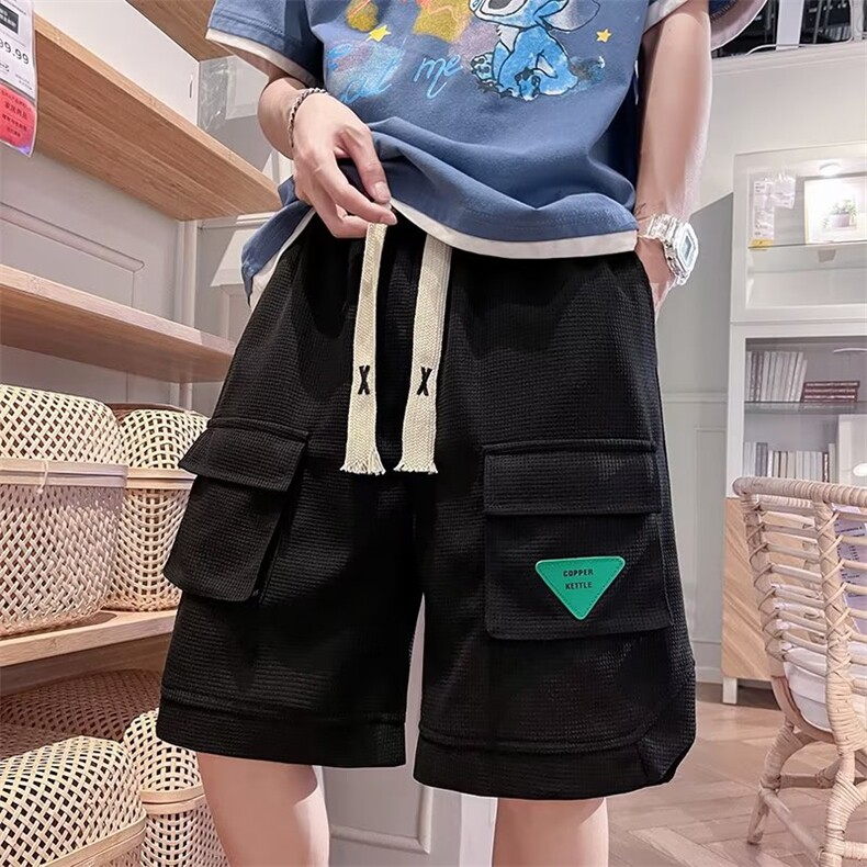 休闲潮工装短裤男夏季胖子大码半裤五分裤华夫格美式篮球运动中裤,男装休闲裤,星座1116-2