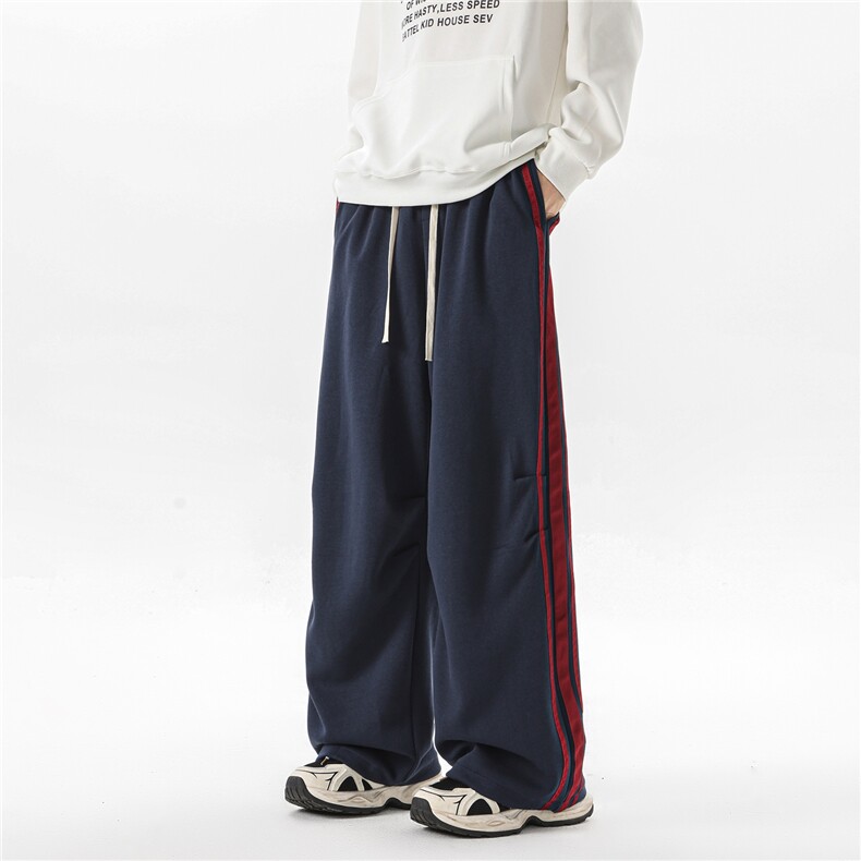 M-8XL复古美式条纹裤三条杠休闲裤子大码阔腿运动卫裤KZ1935/P60,男装休闲裤,电商B238