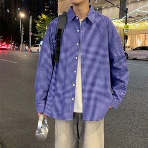 2025春夏格子衬衫学生男女情侣长袖港风外套图片