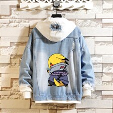 2022大货男士假两件牛仔衣情侣外套皮卡丘印花夹克JK666-P55，男装工装外套，星座1103-1