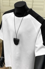 撞色cleanfit百搭拼接短袖男高级感T恤X416B-1-DT1077-特P25限48，男装T恤，星座416B-1