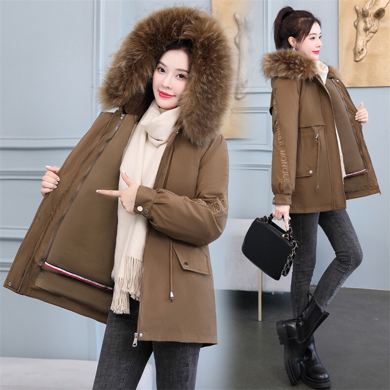 2021冬季新款派克服大毛领休闲加厚中长款棉服，女装派克服，魅影