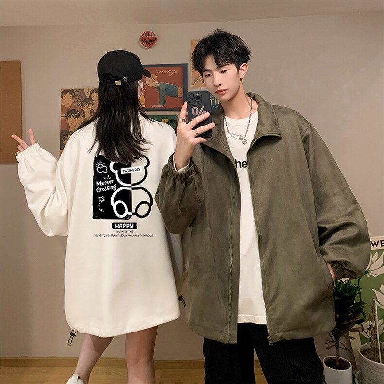 麂皮绒夹克男大码立领褂子外套JK85352-P68加绒款-P78,男装夹克,电商A040