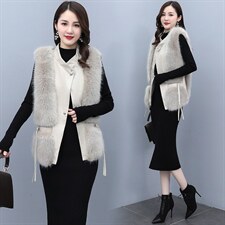 芷墨2021新款韩版时尚无袖坎肩优雅气质显高显瘦皮草马甲保暖洋气，女装皮草，芷墨服饰
