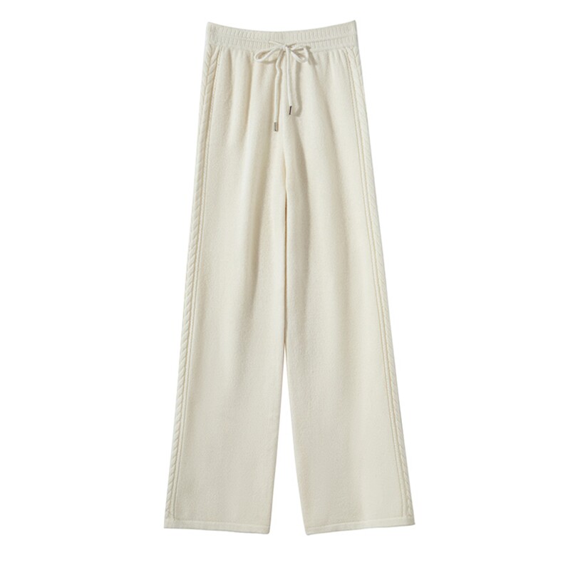 2025年秋季新款百搭七针侧边杻花阔腿裤，女装休闲裤，宏杨羊绒