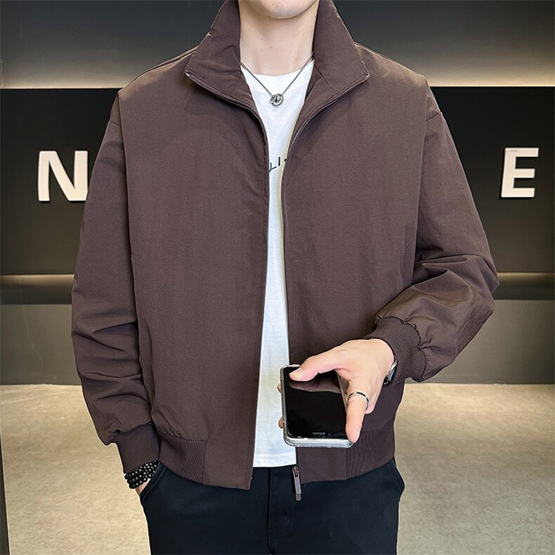 25081-M-3XL-P128店主风秋季新款纯色高品质立领简约百搭夹克男,男装夹克,电商B255