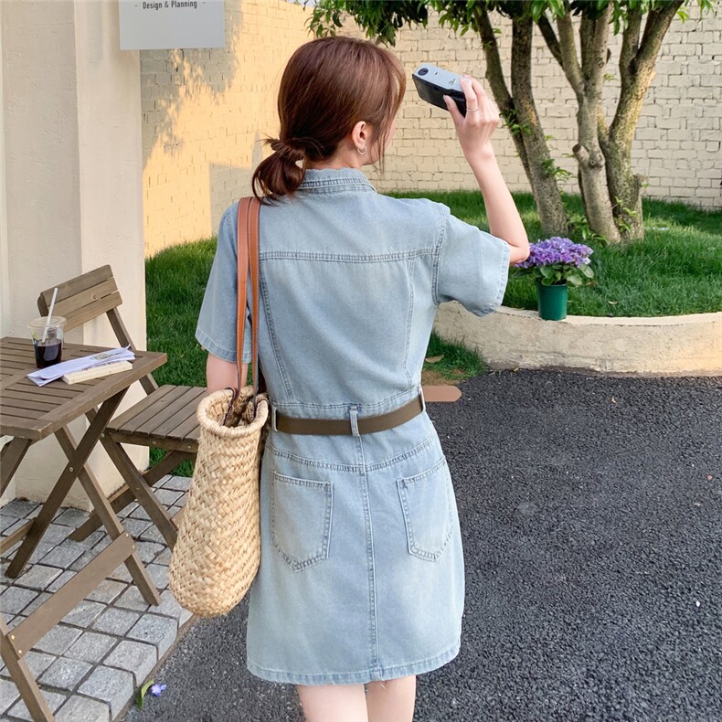 法式复古显瘦牛仔连衣裙女夏2025新款小个子裙子减龄超火爆款独特,女装连衣裙,蝶眷