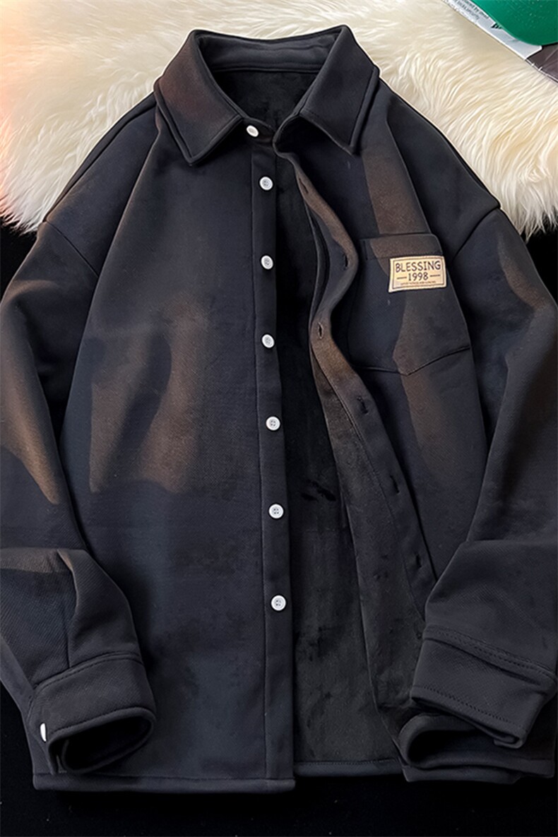 8XL-M秋冬款加绒加厚衬衫男做旧脏脏保暖外套大码衬衣CS29002P65,男装衬衫,电商B312