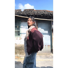 现货重磅硬挺boxy羽绒棉衣座山雕大毛毛领洗水麂皮棉服冬外套，男装棉衣，电商A486