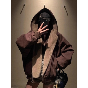 两面穿现货重磅短款座山雕棉衣男女双面穿毛毛绒棉服加厚外套图片