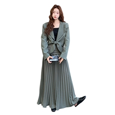 （新品）气质翻领蝴蝶结设计感百褶半裙套装F670-P175-K288，女装套装/套裙，2C255