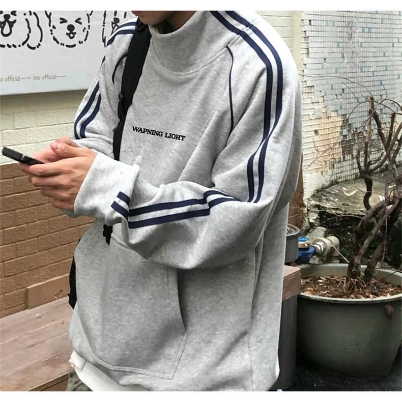 抖音得物高品质美式高街重磅结构织带高领立领印花卫衣AW6604,男装卫衣,电商A443