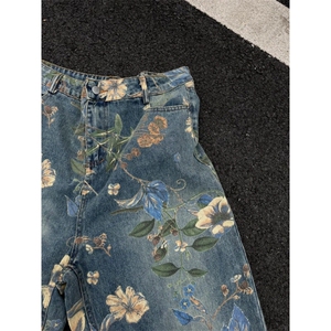 【有货】花朵牛仔裤男美式复古oversize裤子高街直筒NKT01LL-P55图片