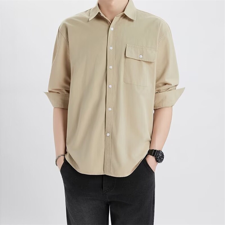 新款衬衫男潮牌夏薄款日系宽松长袖衬衣休闲LS14P56，男装衬衫，星座1013-5