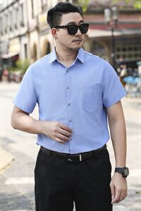 商务休闲男士短袖衬衫加肥加大码7XL宽松夏季薄款衬衣19C05图片