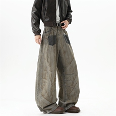 【现货】XZ1218BK3199特价P61美式复古水洗字母印花弯刀牛仔裤，男装牛仔裤，星座1218（原611-3）