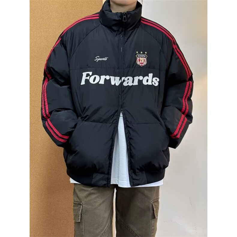 冬季美式复古撞色条纹棉衣男潮牌加厚保暖面包服外套MF9093-P107,男装棉衣,星座208-5