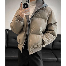 现货高品质重磅工艺美式高街假两件PU皮棉衣男女加厚棉服外套，男装棉衣，电商A486