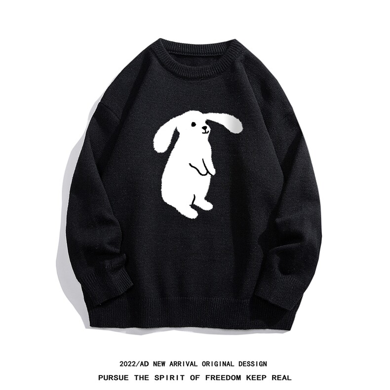 白底22秋冬新款时尚潮流趣味印花保暖圆领套头毛衣M1056P50控68，男装针织衫/毛衣，电商A247-1