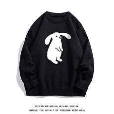 白底22秋冬新款时尚潮流趣味印花保暖圆领套头毛衣M1056P50控68，男装针织衫/毛衣，电商A247-1