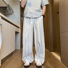 夏季新款潮流条纹百搭慵懒宽松阔腿休闲裤B315-K25716-特p40控78，男装休闲裤，电商B315