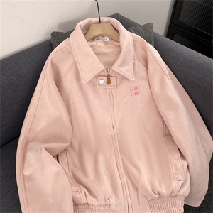 麂皮绒外套女春秋韩系chic翻领夹克JK2203-P78图片