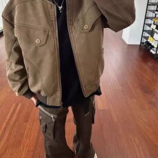 cleanfit短款工装外套男秋冬款美式复古棒球服潮牌做旧哈灵顿夹克，男装夹克，星座1210-1