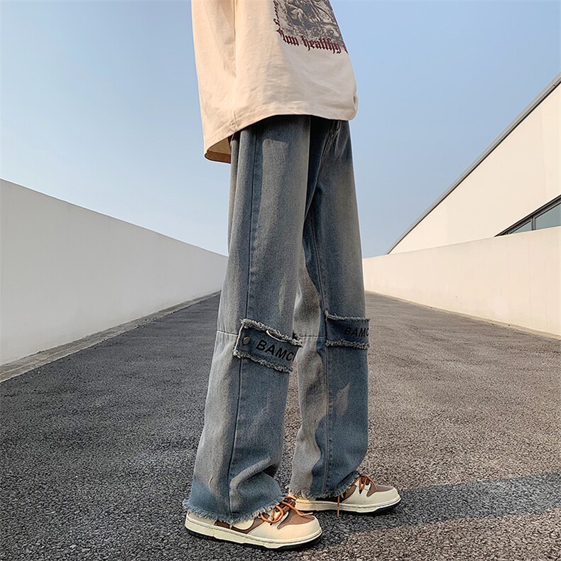 重磅!牛仔裤男潮牌复古美式街头嘻哈裤潮流痞帅ins裤子休闲裤K53图片