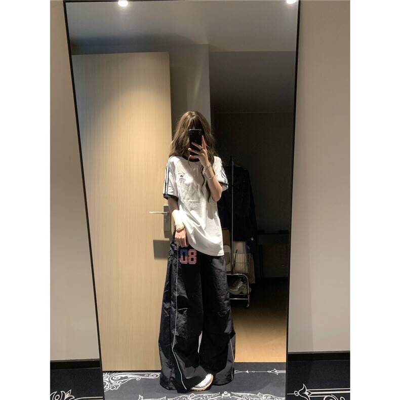 B3090-P46银莲YINLIAN美式复古字母印花阔腿休闲裤,男装休闲裤,电商B323A