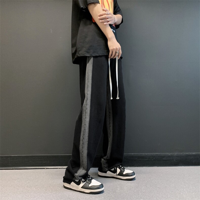 坠感男裤春秋款直筒休闲裤夏季ins潮牌高街阔腿运动裤K01926-P35,男装休闲裤,星座308B-1