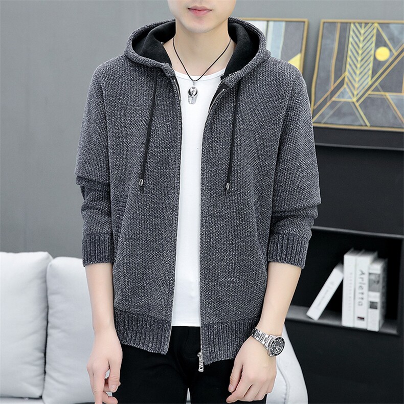 品质好秋冬季新款男士休闲连帽毛衣外套百搭加绒夹克8908-P50元,男装针织衫/毛衣,星座1706