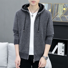 品质好秋冬季新款男士休闲连帽毛衣外套百搭加绒夹克8908-P50元，男装针织衫/毛衣，星座1706