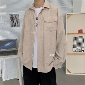 美式百搭条纹衬衫春秋款男士宽松长袖衬衣休闲外穿上衣 W1106-P38图片