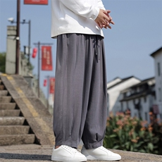新中式现货新款男士休闲裤棉麻灯笼裤外景长裤ZK62-P70-控108，男装休闲裤，电商A021