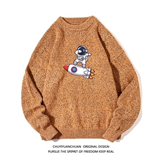 加厚加绒毛衣男大码毛线衣男针织衫M19158-P45加绒款-P65白底，男装针织衫/毛衣，电商A040A