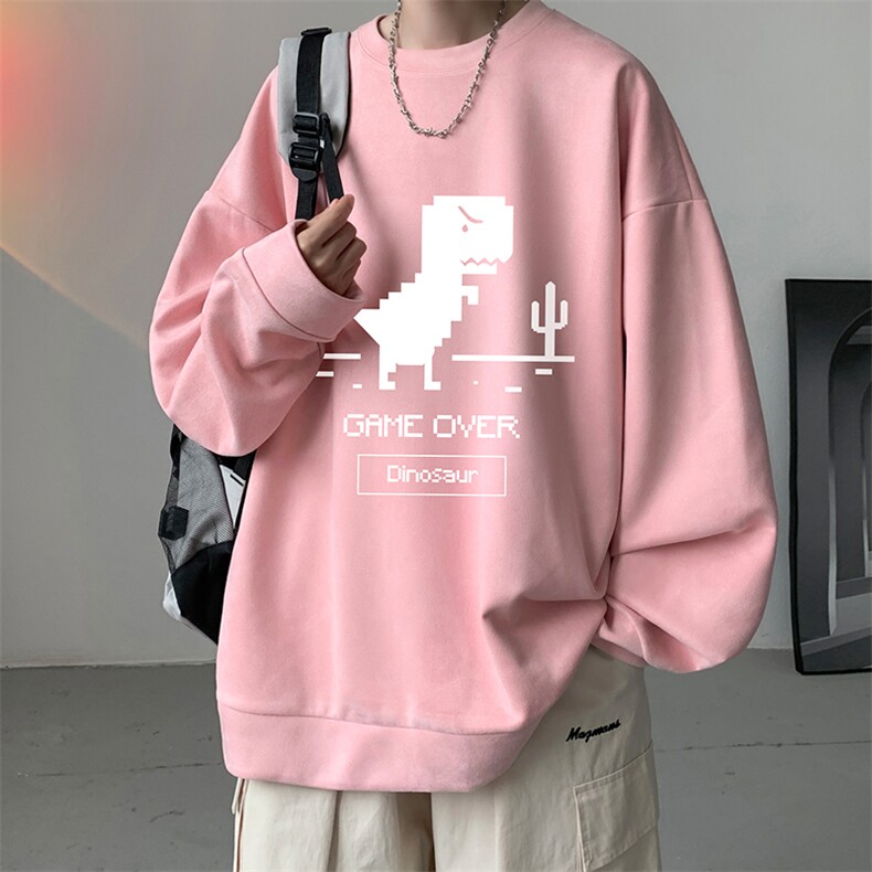 麂皮绒卫衣男大码重磅长袖t恤男JW81315-P35加绒款P45,男装卫衣,电商A040
