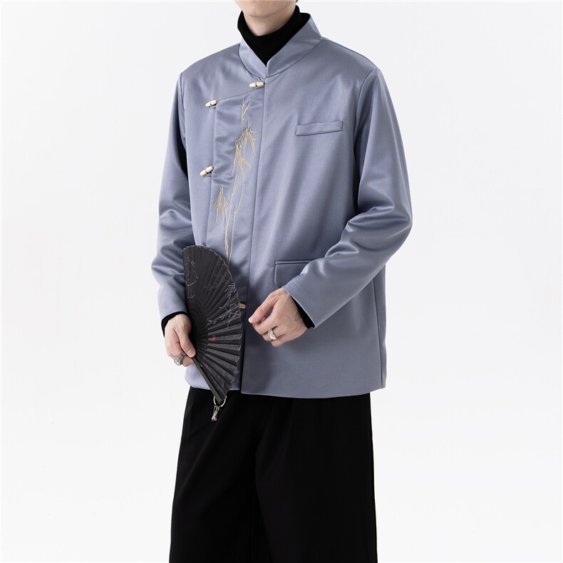 秋冬新风中山装金竹刺绣立领西装男女高级感宽松西服外套JK206，男装西服，星座305A（原312A-1）