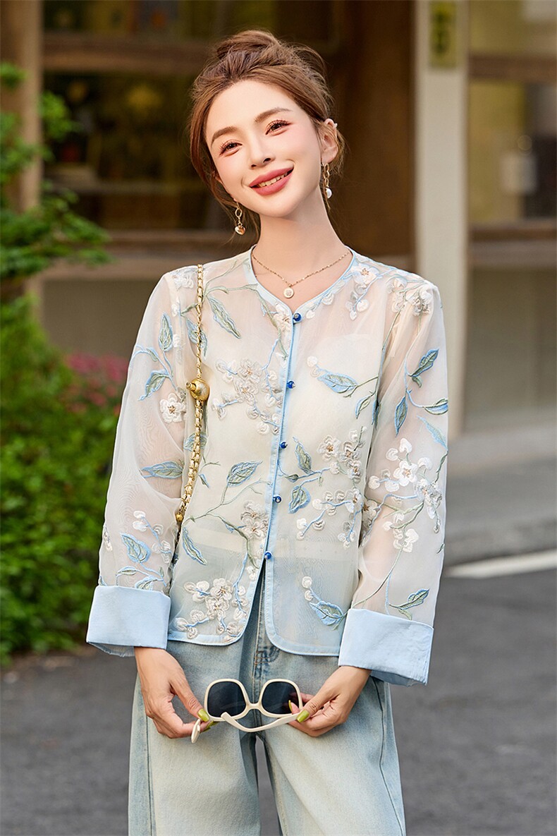 新中式外套女夏季2025新款高级感洋气时尚国风气质刺绣防晒服上衣,女装防晒衣,布芭啦